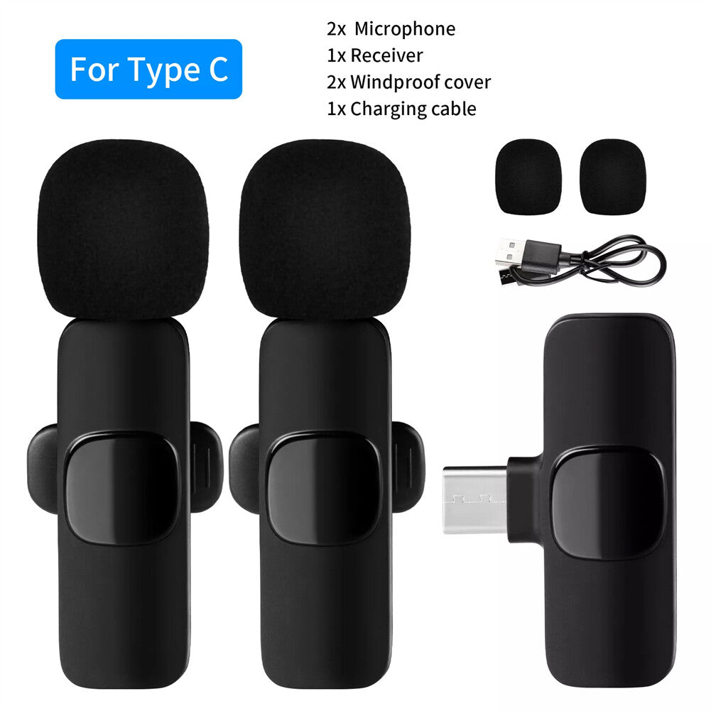 Wireless Lavalier Lapel Microphone Audio Video Recording Mic for Iphone/Android