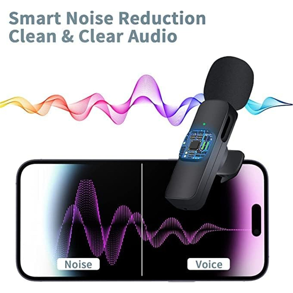 Wireless Lavalier Lapel Microphone Audio Video Recording Mic for Iphone/Android