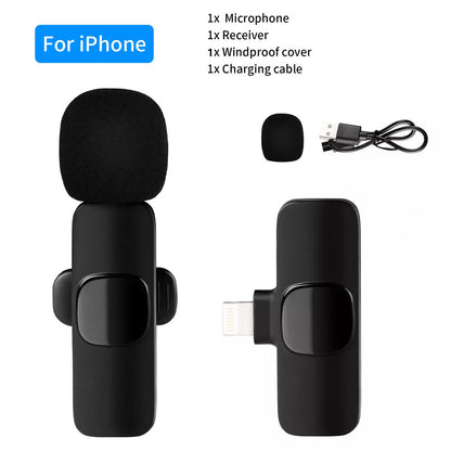Wireless Lavalier Lapel Microphone Audio Video Recording Mic for Iphone/Android