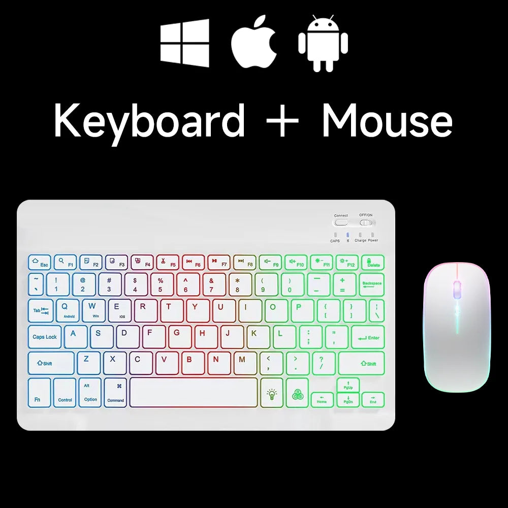 10Inch RGB Backlit Rechargeable Bluetooth Keyboard Wireless Keyboard Bluetooth Mini Keyboard 