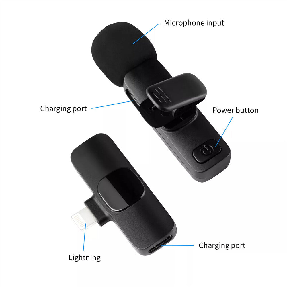 Wireless Lavalier Lapel Microphone Audio Video Recording Mic for Iphone/Android
