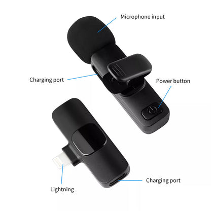 Wireless Lavalier Lapel Microphone Audio Video Recording Mic for Iphone/Android