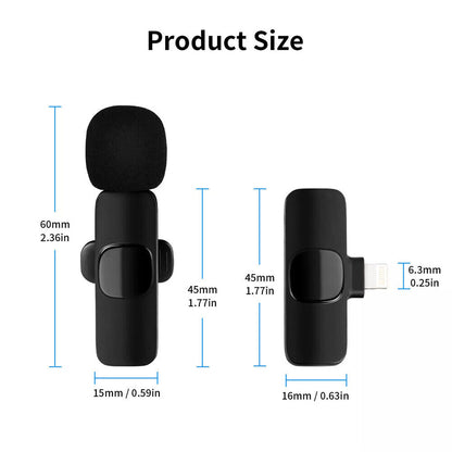 Wireless Lavalier Lapel Microphone Audio Video Recording Mic for Iphone/Android
