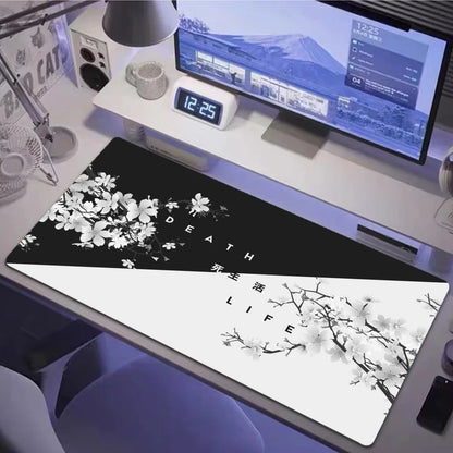 Large XXL Gaming Mousepad Sakura Black While Line 900X400 700X300 Black While Line Desk Mat Anime Theme Keyboard Gamer Mouse Pad