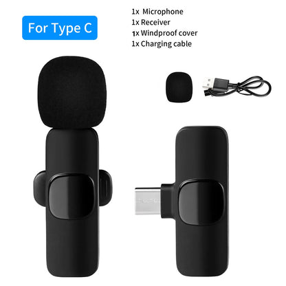 Wireless Lavalier Lapel Microphone Audio Video Recording Mic for Iphone/Android