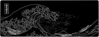 Extended Large Anime Black Mouse Pad the Great Wave off Kanagawa Painting Big Gaming Keyboard Mat XXL Non-Slip Water-Resistant Rubber Base Full Desk Mousepad 3D Pattern