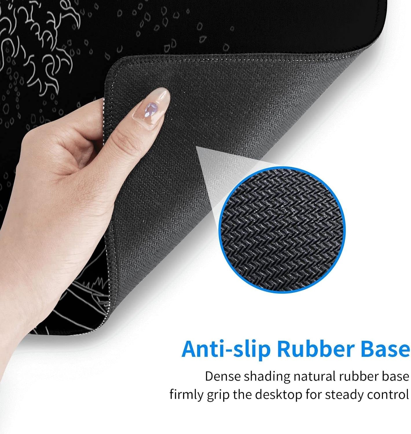 Extended Large Anime Black Mouse Pad the Great Wave off Kanagawa Painting Big Gaming Keyboard Mat XXL Non-Slip Water-Resistant Rubber Base Full Desk Mousepad 3D Pattern