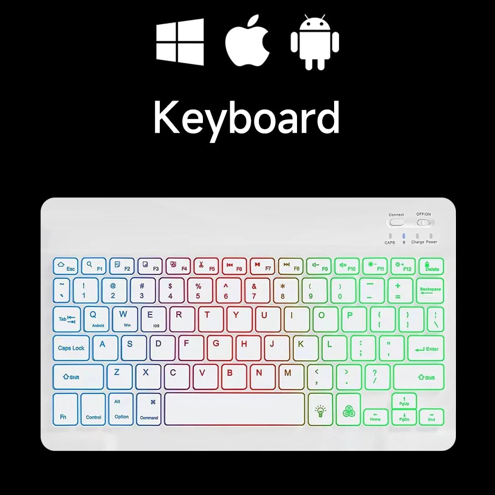10Inch RGB Backlit Rechargeable Bluetooth Keyboard Wireless Keyboard Bluetooth Mini Keyboard 