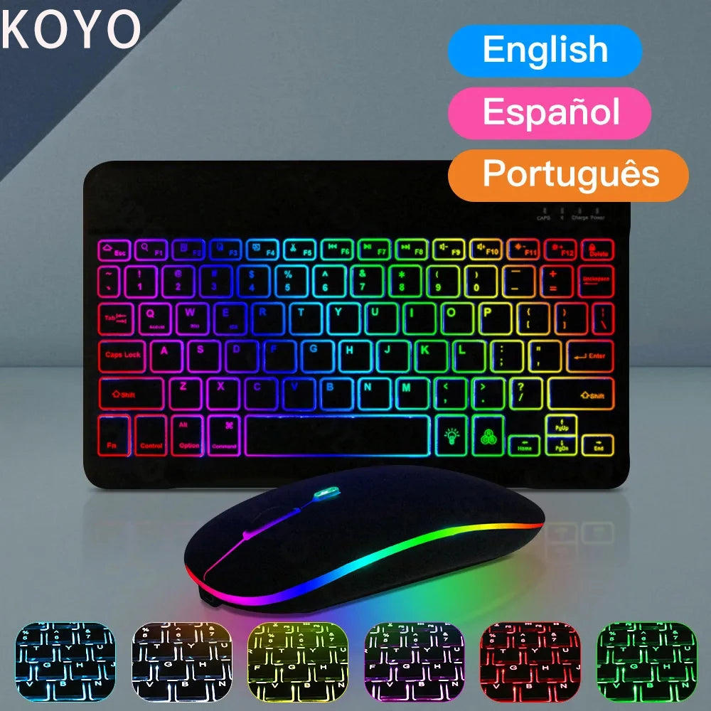 10Inch RGB Backlit Rechargeable Bluetooth Keyboard Wireless Keyboard Bluetooth Mini Keyboard 