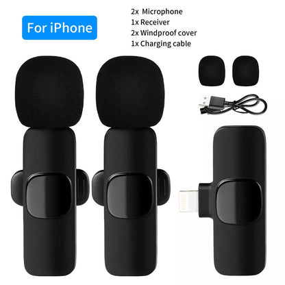 Wireless Lavalier Lapel Microphone Audio Video Recording Mic for Iphone/Android