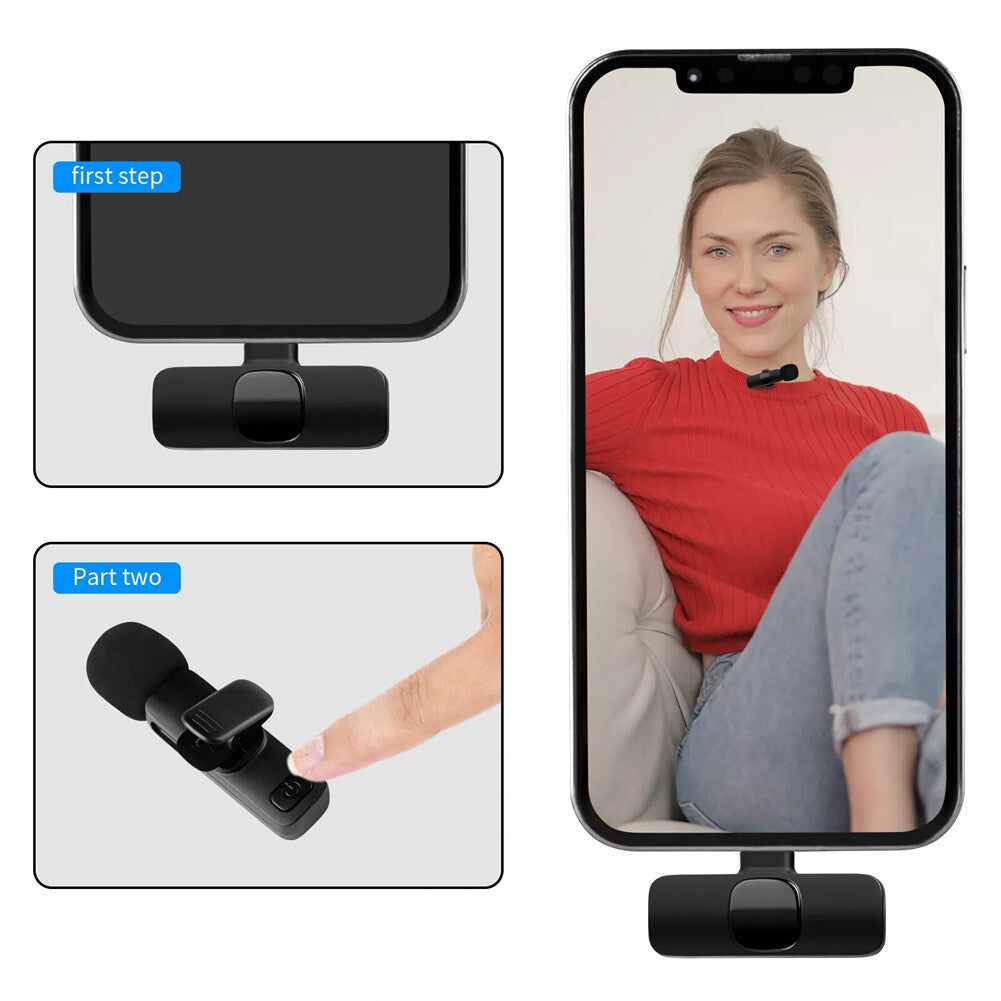 Wireless Lavalier Lapel Microphone Audio Video Recording Mic for Iphone/Android