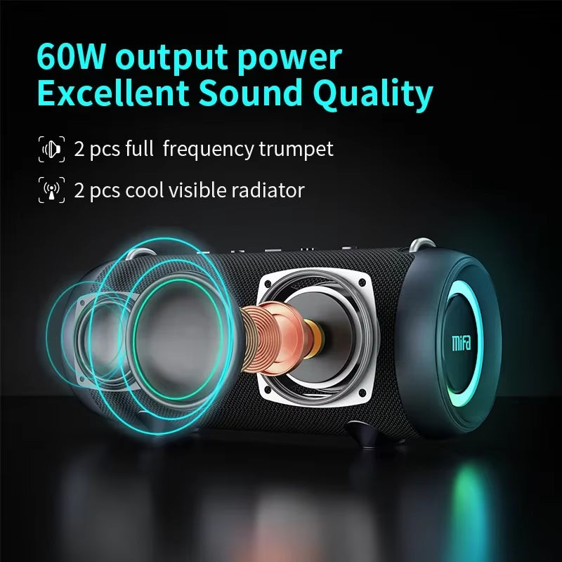 A90 Bluetooth Speaker 60W Output Power Bluetooth Speaker with Class D Amplifier Excellent Bass Performance Camping Speaker