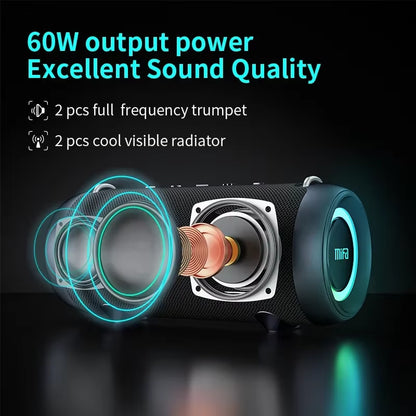 A90 Bluetooth Speaker 60W Output Power Bluetooth Speaker with Class D Amplifier Excellent Bass Performance Camping Speaker