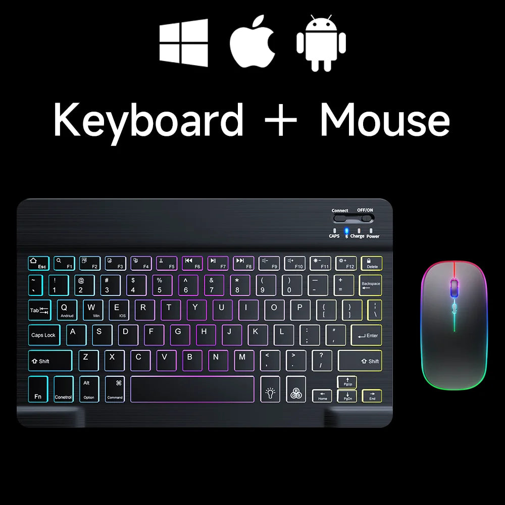 10Inch RGB Backlit Rechargeable Bluetooth Keyboard Wireless Keyboard Bluetooth Mini Keyboard 