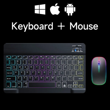 10Inch RGB Backlit Rechargeable Bluetooth Keyboard Wireless Keyboard Bluetooth Mini Keyboard 