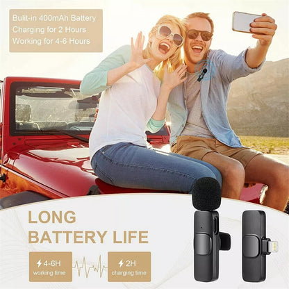 Wireless Lavalier Lapel Microphone Audio Video Recording Mic for Iphone/Android