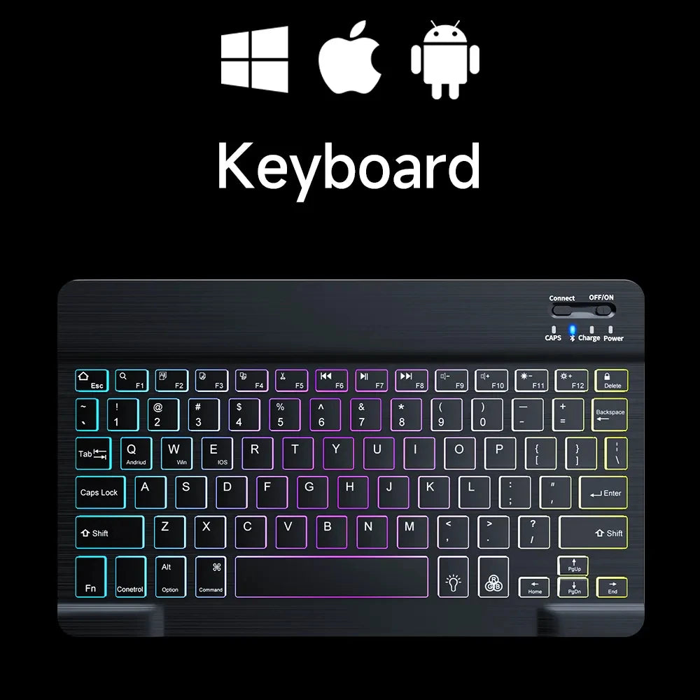 10Inch RGB Backlit Rechargeable Bluetooth Keyboard Wireless Keyboard Bluetooth Mini Keyboard 